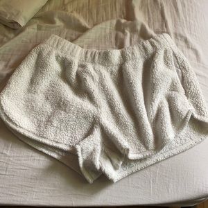 White Fleece Lounge Shorts